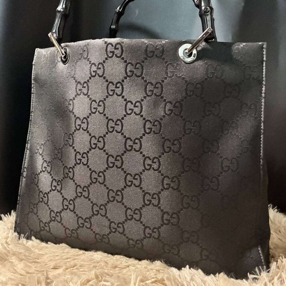 Gucci Handbag Business Tote Bag PC GG Bamboo Black